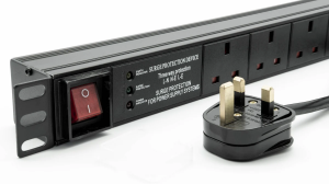 LMS PDU-6WS-H-SP-1U 6-Way UK Sockets 1U Rack 13A Surge Protected PDU - Black LMSPSU006